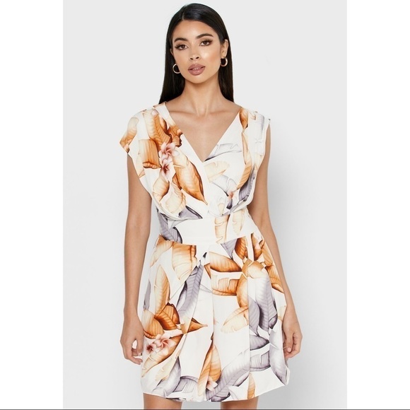 REISS Dione‎ Leaf Print Draped Dress size 10 New With Tag - Picture 1 of 15